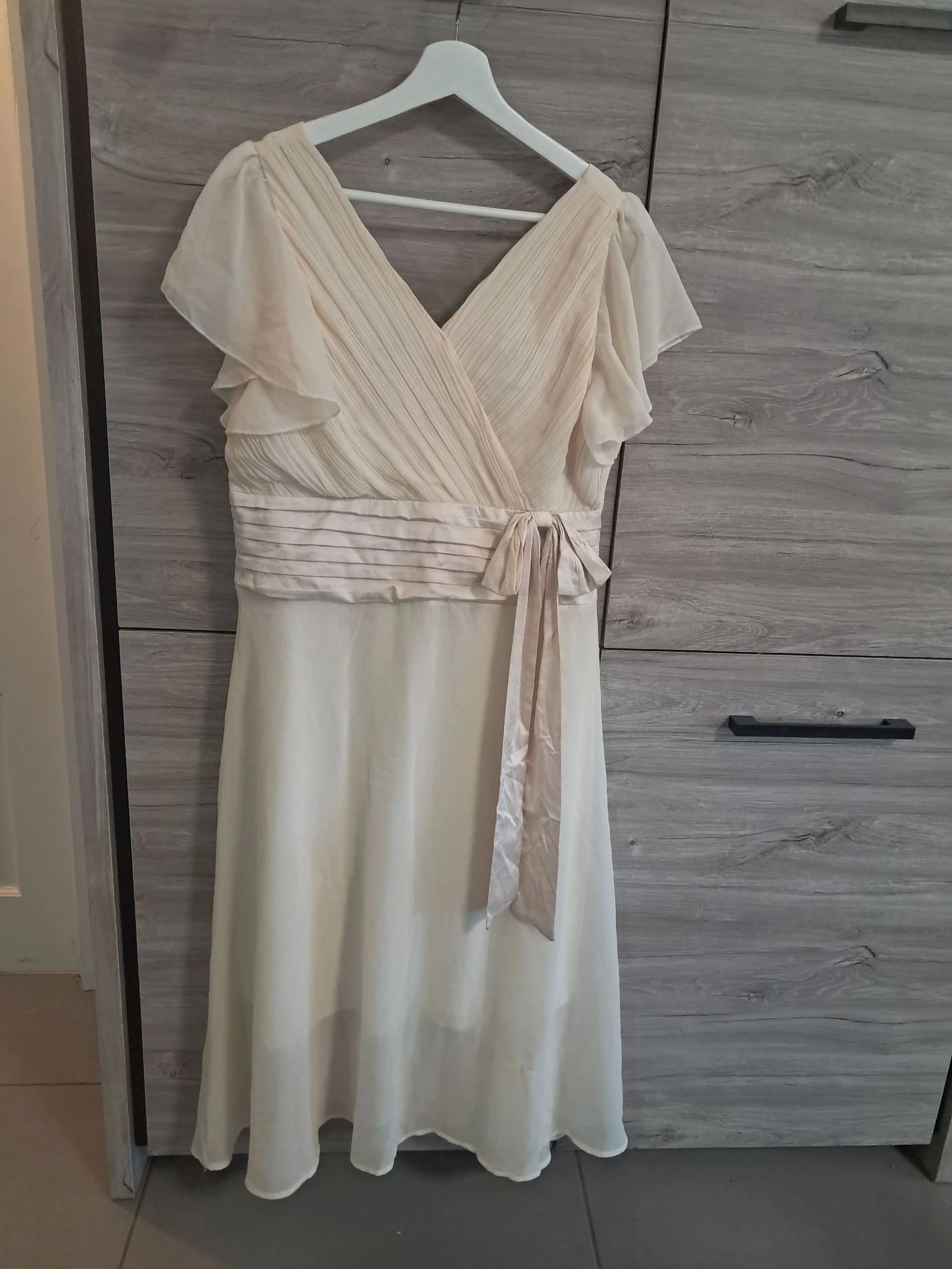 Elegante crème feestjurk / cocktailjurk - valt als l - High quality